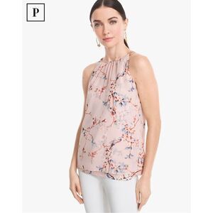 Petite Printed Shell | White House | Black market pink floral tunic | medium